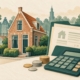 Illustratie: Huurwoning naast een rekenmachine en belastingdocumenten.